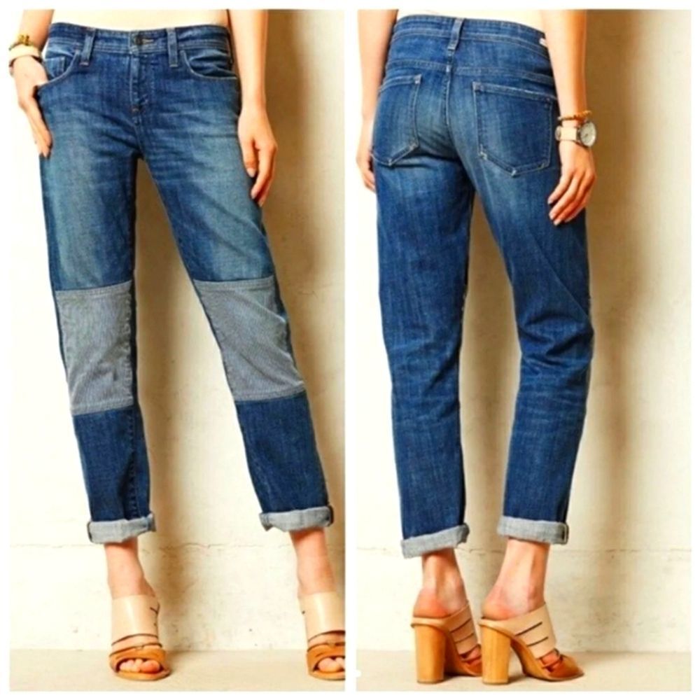 PILCO Hyphen Knee Patch Relaxed Boyfriend Jeans Size 25